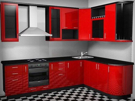 кухни мдф в красном стиле