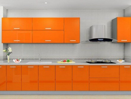 кухня из пластика в оранжевом стиле