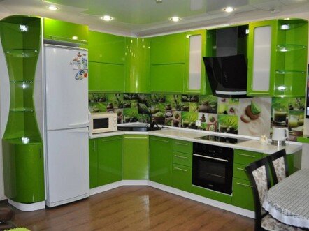 кухня эмаль ярко зеленая на заказ