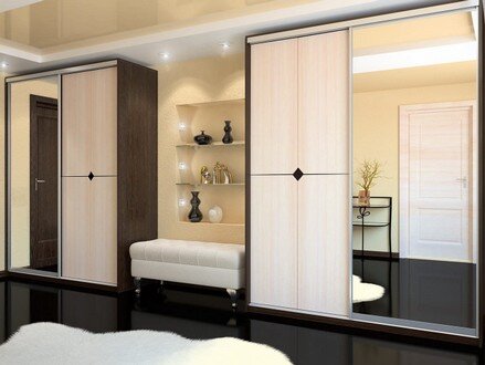 встроенный шкаф с зеркалами в гостиную